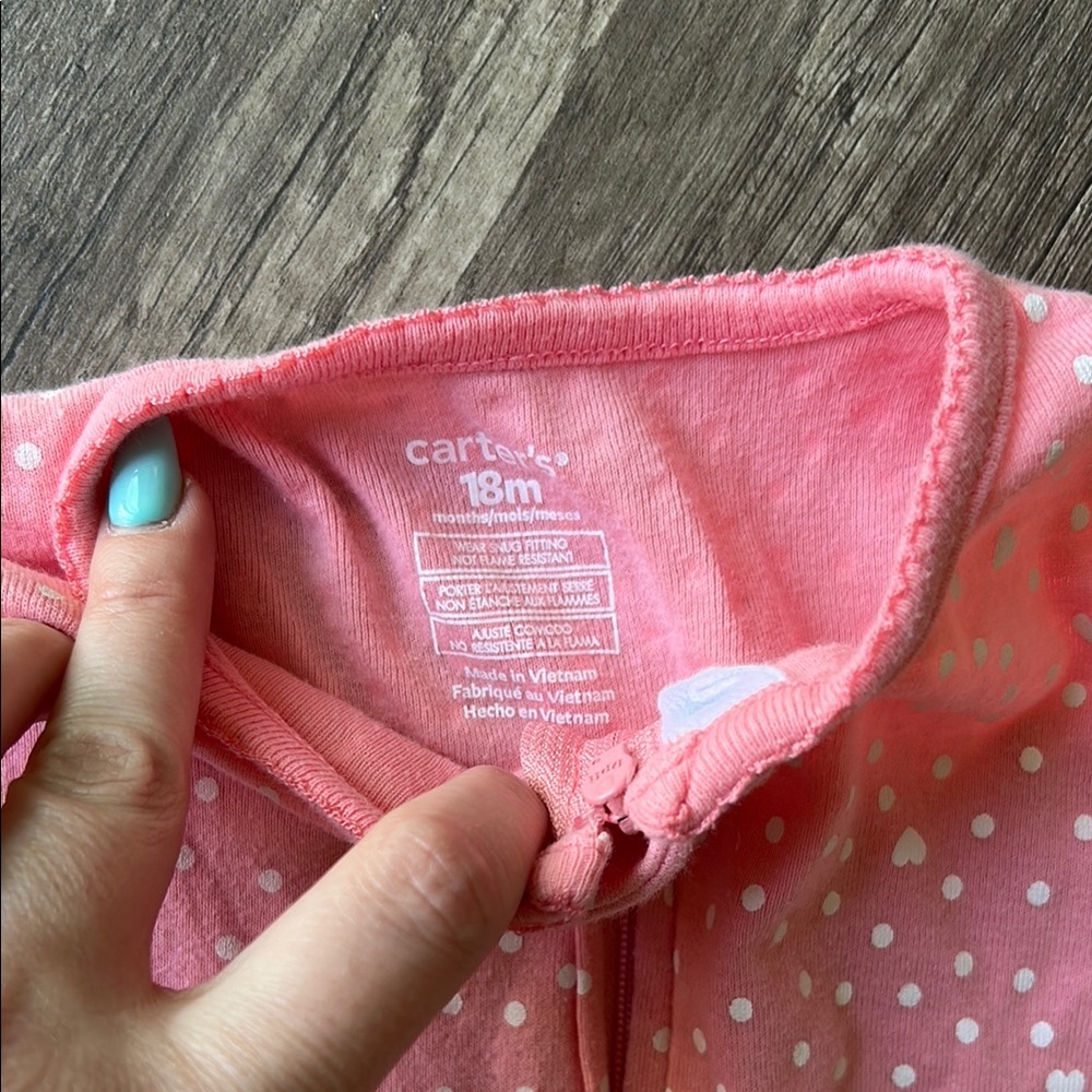 **LAST CHANCE!! Carter’s Pink Polka Dot Bunny Zip Up Bundle Size 18 Months - Picture 8 of 14